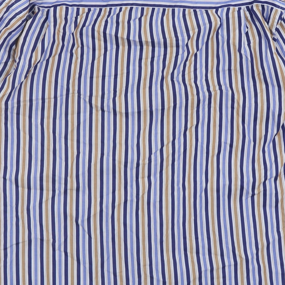 Andre Mens Blue Striped Cotton  Button-Up Size M Collared Button