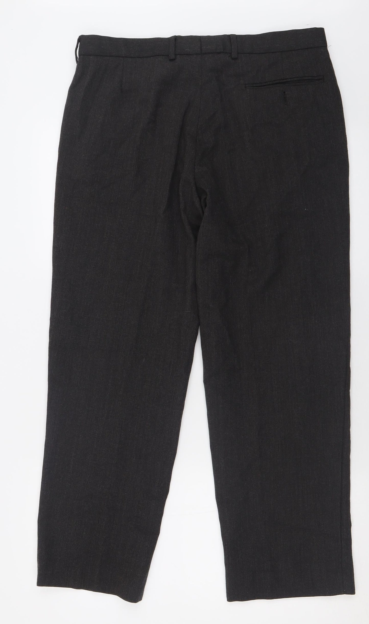 Marks and Spencer Mens Grey  Polyester Trousers  Size 34 L29 in Regular Button - Short Leg