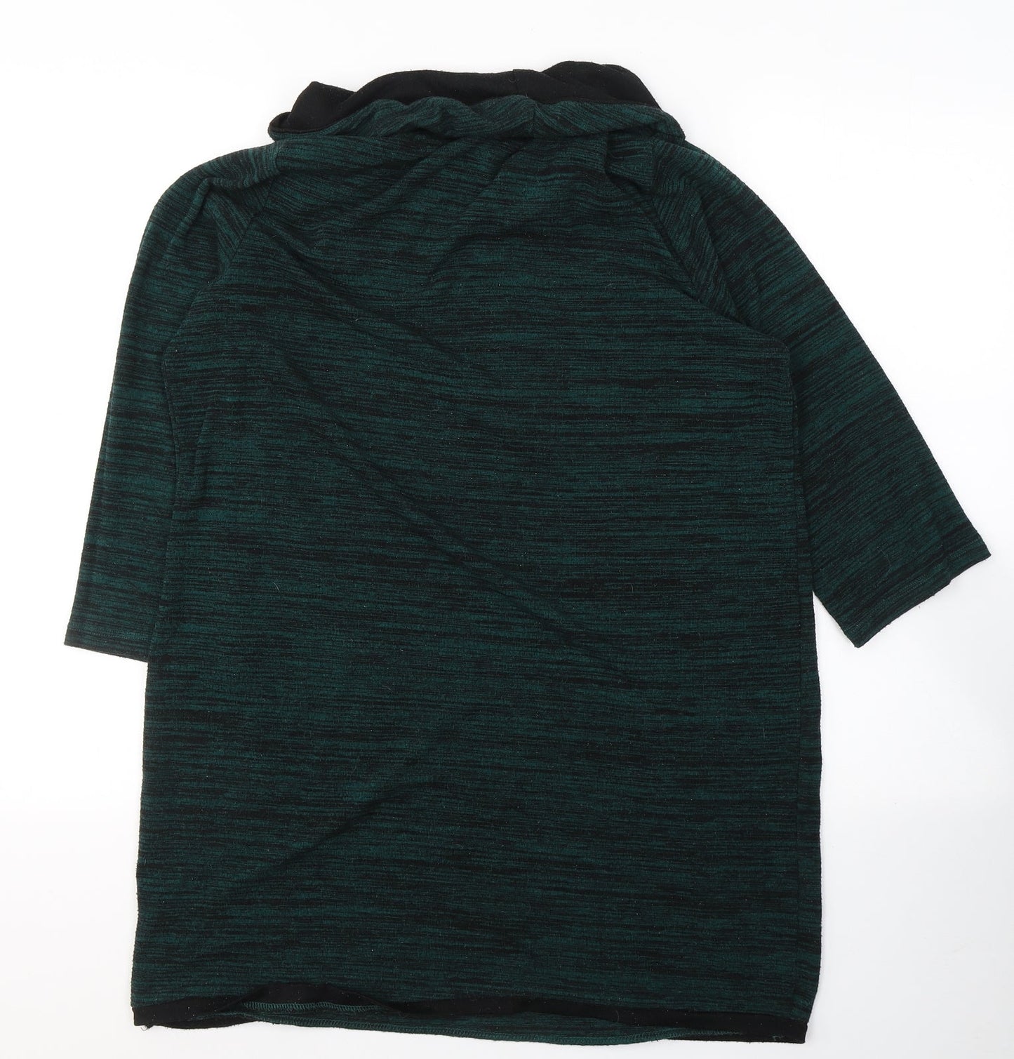 F&F Womens Green Striped Polyester Tunic T-Shirt Size 16 Roll Neck