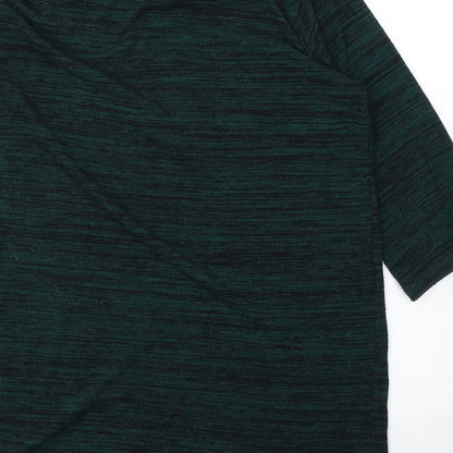 F&F Womens Green Striped Polyester Tunic T-Shirt Size 16 Roll Neck