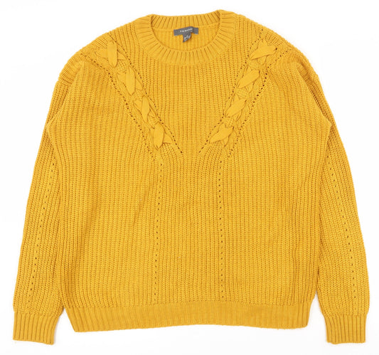 Primark Womens Yellow Crew Neck  Acrylic Pullover Jumper Size 10   - 10-12