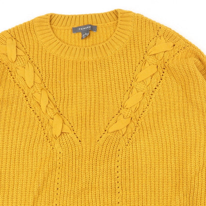Primark Womens Yellow Crew Neck  Acrylic Pullover Jumper Size 10   - 10-12