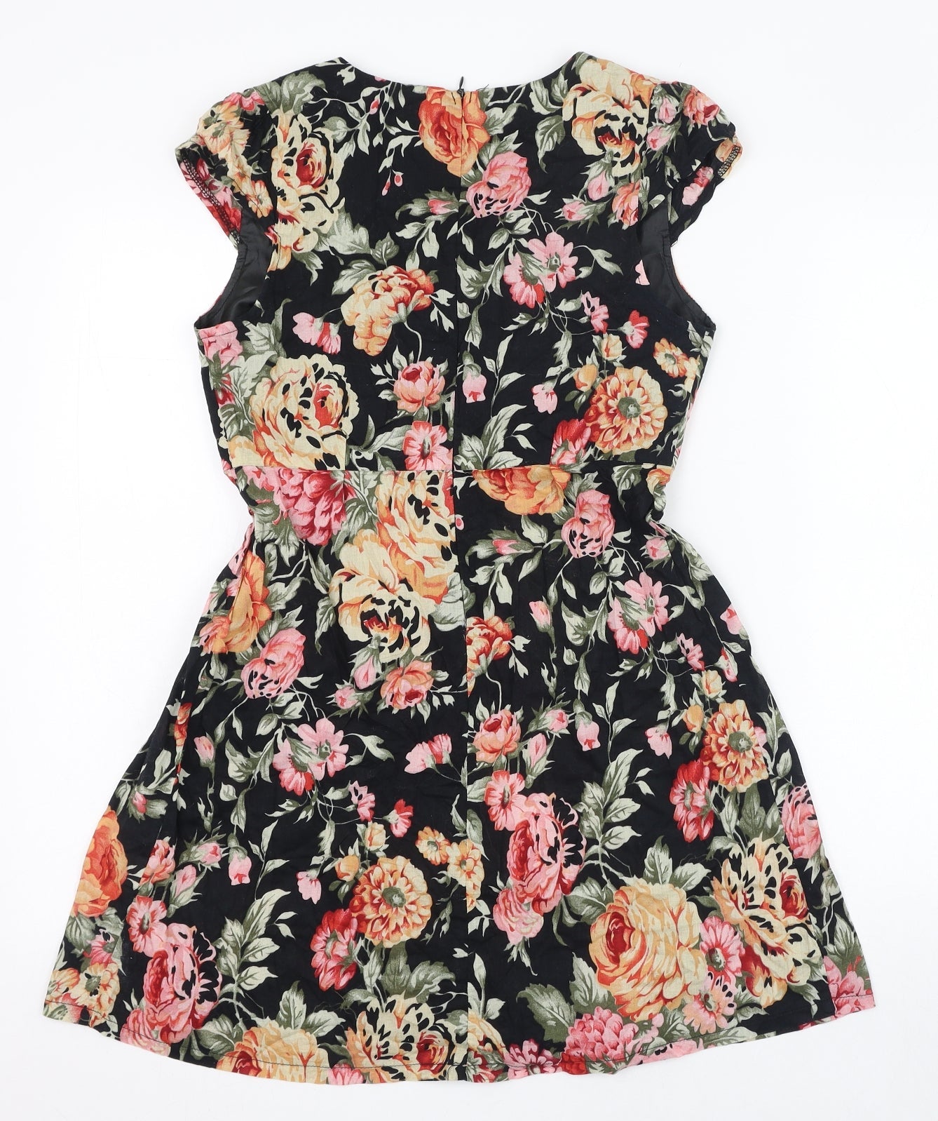 Angel Eye Womens Black Fair Isle Cotton Skater Dress  Size S  Round Neck Zip