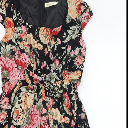 Angel Eye Womens Black Fair Isle Cotton Skater Dress  Size S  Round Neck Zip