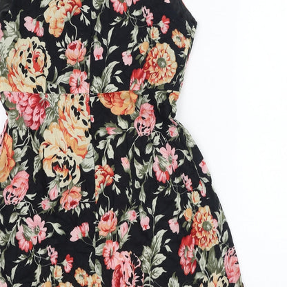 Angel Eye Womens Black Fair Isle Cotton Skater Dress  Size S  Round Neck Zip