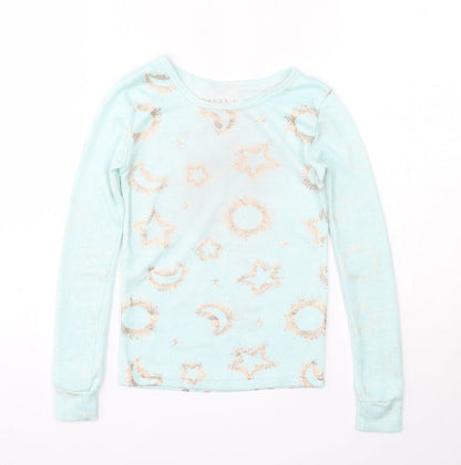 Danskin Girls Blue Round Neck Geometric Polyester Pullover Jumper Size 6 Years
