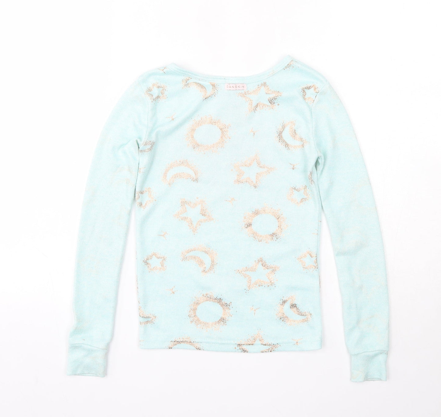 Danskin Girls Blue Round Neck Geometric Polyester Pullover Jumper Size 6 Years