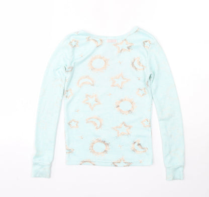 Danskin Girls Blue Round Neck Geometric Polyester Pullover Jumper Size 6 Years