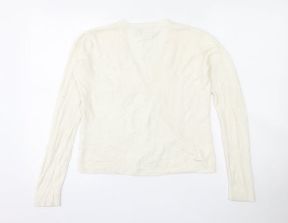 Charlotte Gold  Womens Ivory V-Neck  Acrylic Cardigan Jumper Size 10