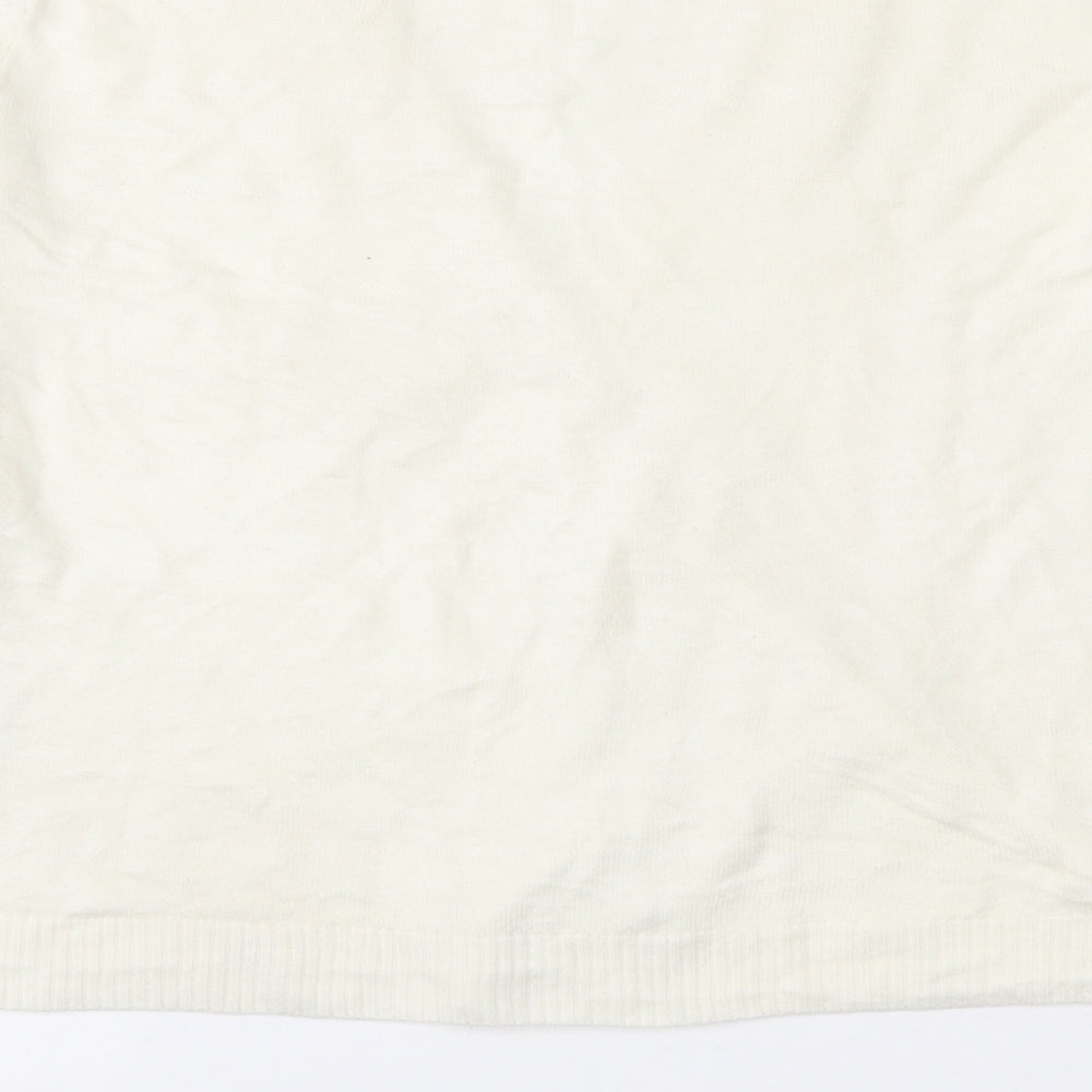 Charlotte Gold  Womens Ivory V-Neck  Acrylic Cardigan Jumper Size 10