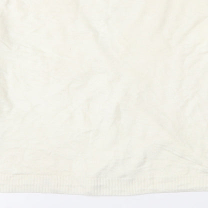 Charlotte Gold  Womens Ivory V-Neck  Acrylic Cardigan Jumper Size 10