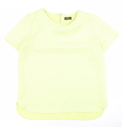 F&F Womens Yellow Floral Polyester Basic T-Shirt Size 10 Round Neck