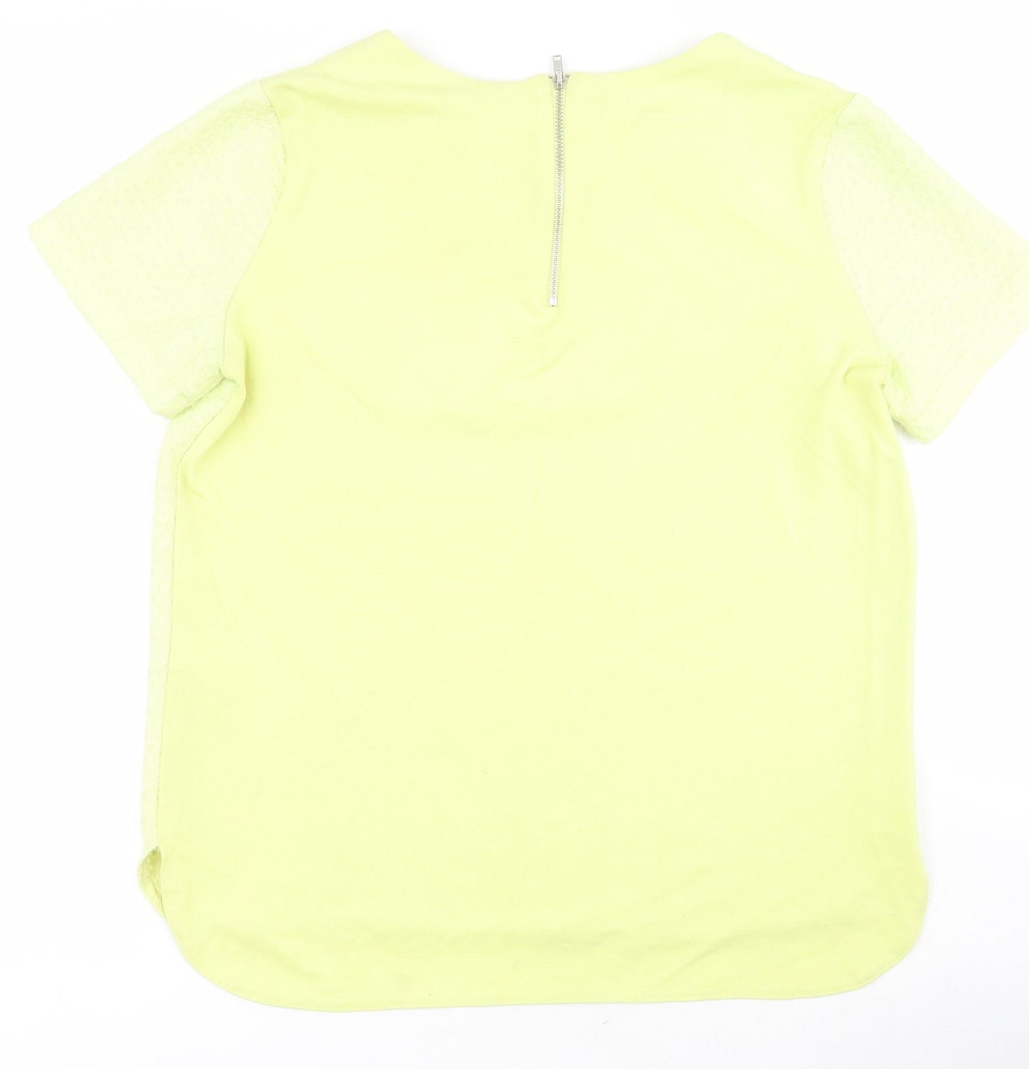 F&F Womens Yellow Floral Polyester Basic T-Shirt Size 10 Round Neck