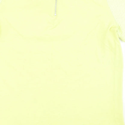 F&F Womens Yellow Floral Polyester Basic T-Shirt Size 10 Round Neck