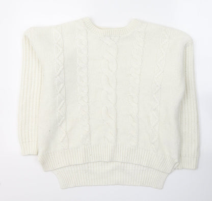 George Womens White Round Neck  Acrylic Pullover Jumper Size 10