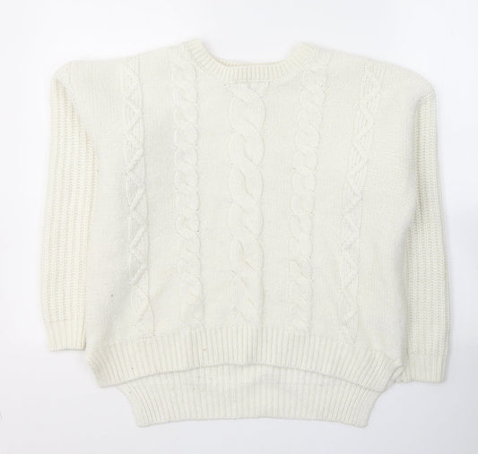 George Womens White Round Neck  Acrylic Pullover Jumper Size 10