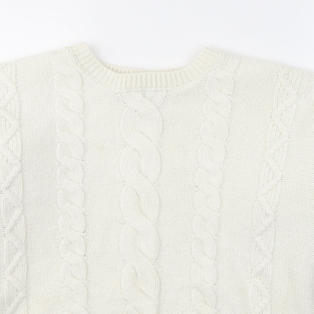 George Womens White Round Neck  Acrylic Pullover Jumper Size 10