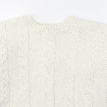 George Womens White Round Neck  Acrylic Pullover Jumper Size 10
