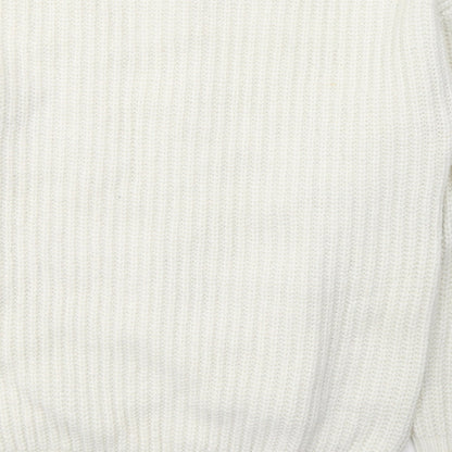 George Womens White Round Neck  Acrylic Pullover Jumper Size 10