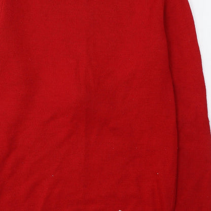Marks and Spencer Mens Red Round Neck  Acrylic Pullover Jumper Size XS   - Christmas jumper