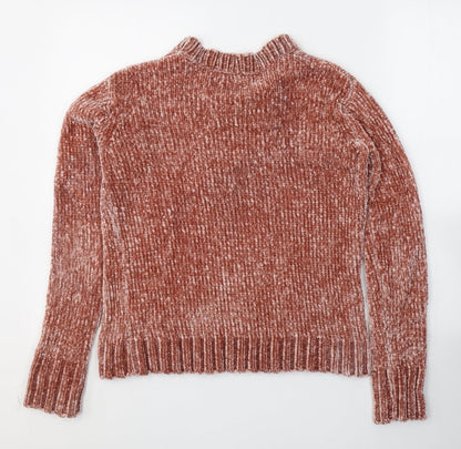 Primark Womens Pink Round Neck  Polyester Pullover Jumper Size 4