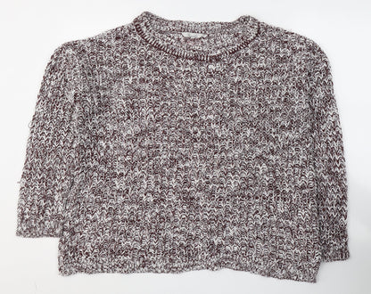 Peacocks Womens Red Round Neck  Acrylic Pullover Jumper Size L