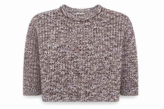 Front view of Peacocks women’s red round neck acrylic jumper, size L