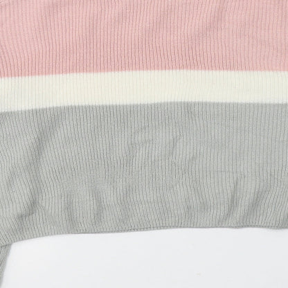 H&M Girls Multicoloured Boat Neck Striped Acrylic Pullover Jumper Size 10-11 Years  Pullover
