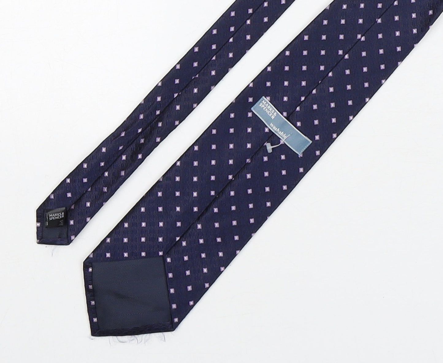 Marks and Spencer Mens Purple Geometric Polyester Pointed Tie One Size