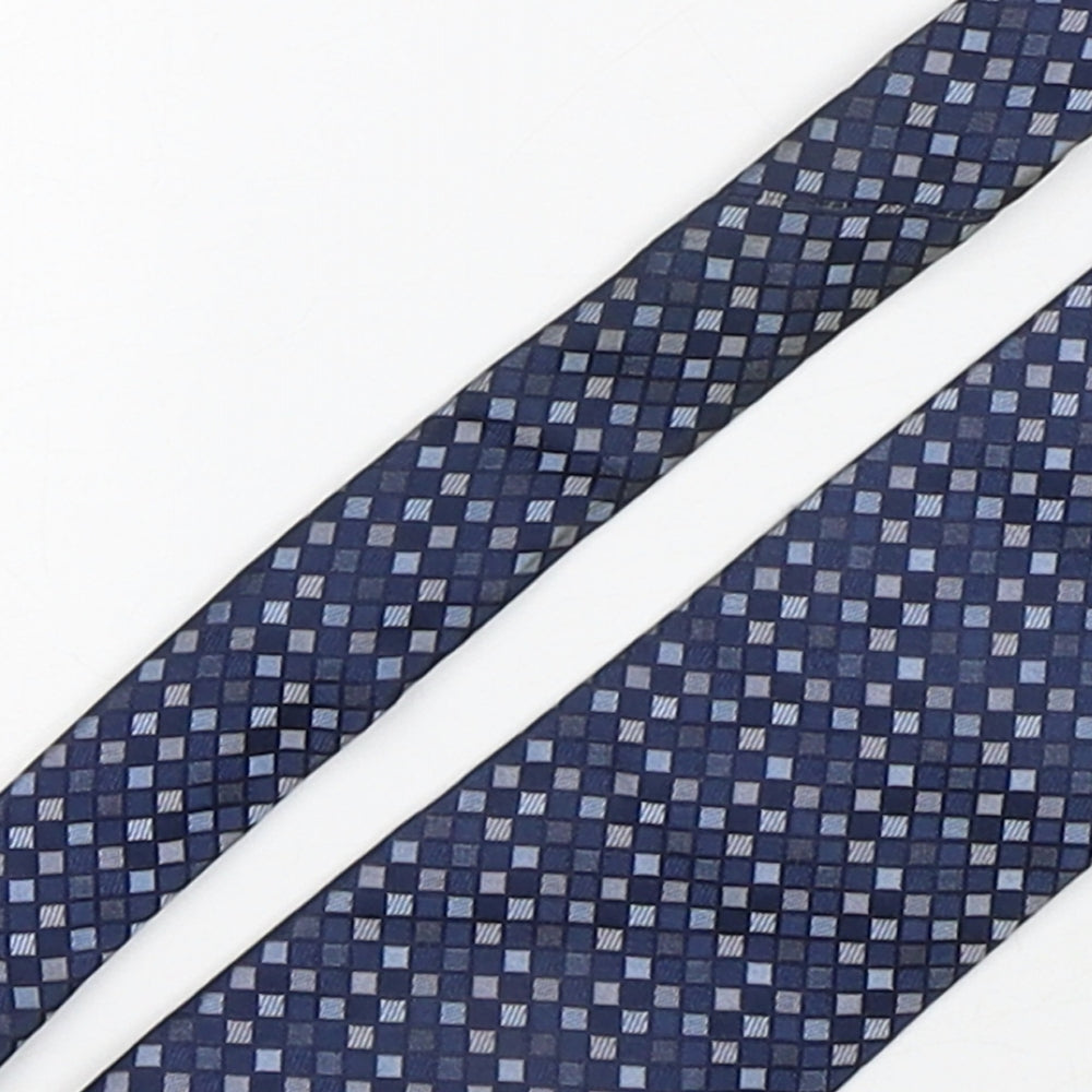 Racing Green  Mens Blue Plaids & Checks Silk Pointed Tie One Size