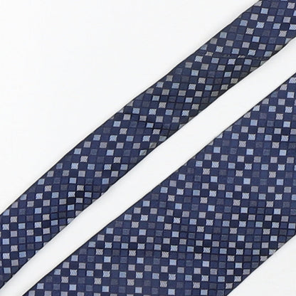 Racing Green  Mens Blue Plaids & Checks Silk Pointed Tie One Size