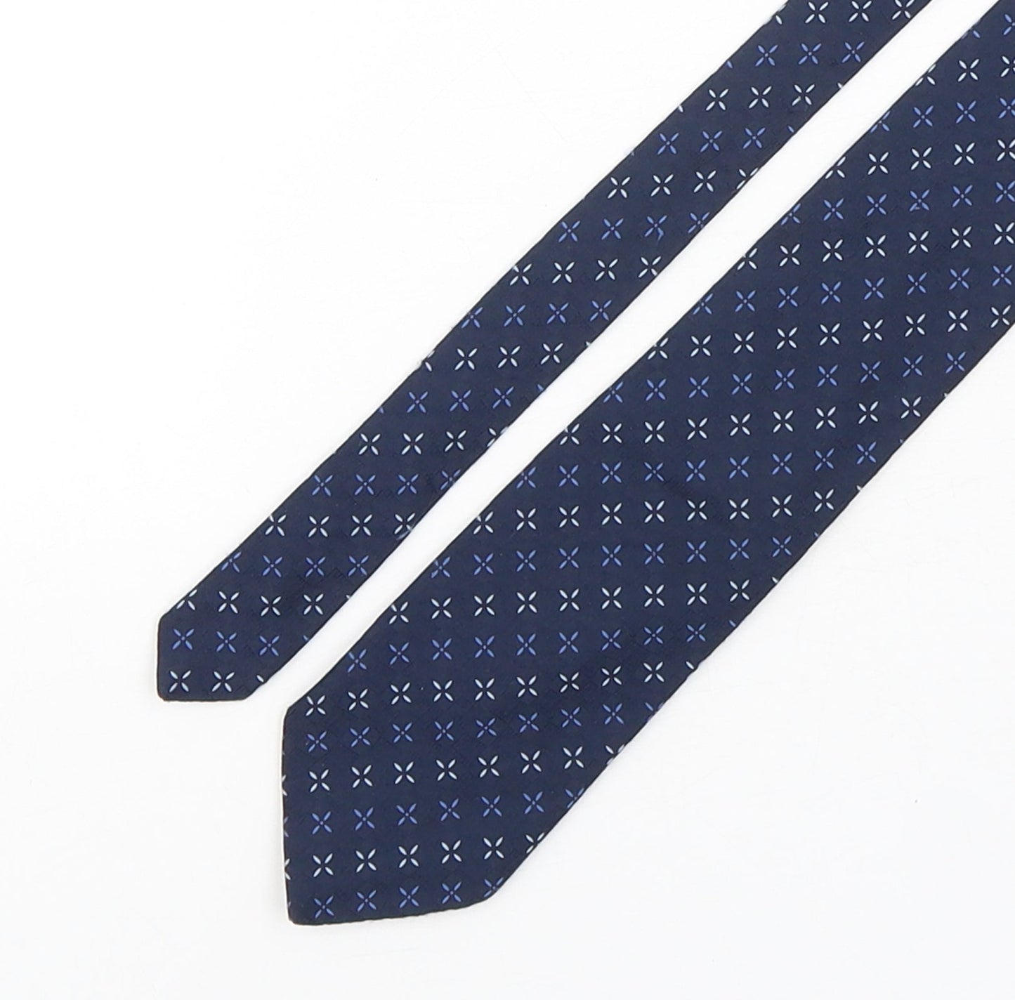 Marks and Spencer Mens Blue Geometric Polyester Pointed Tie One Size