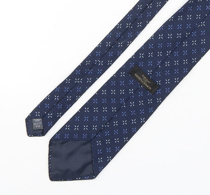 Marks and Spencer Mens Blue Geometric Polyester Pointed Tie One Size