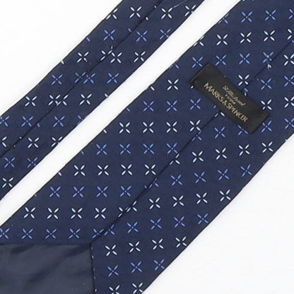 Marks and Spencer Mens Blue Geometric Polyester Pointed Tie One Size