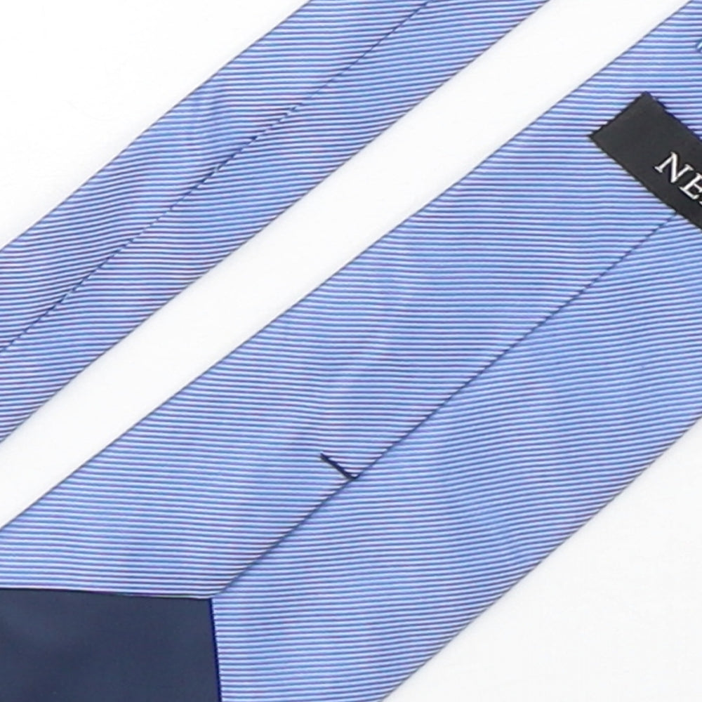 NEXT Mens Blue Striped Silk Pointed Tie One Size