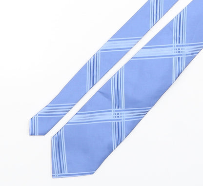 Michelsons Mens Blue Plaids & Checks Polyester Pointed Tie One Size