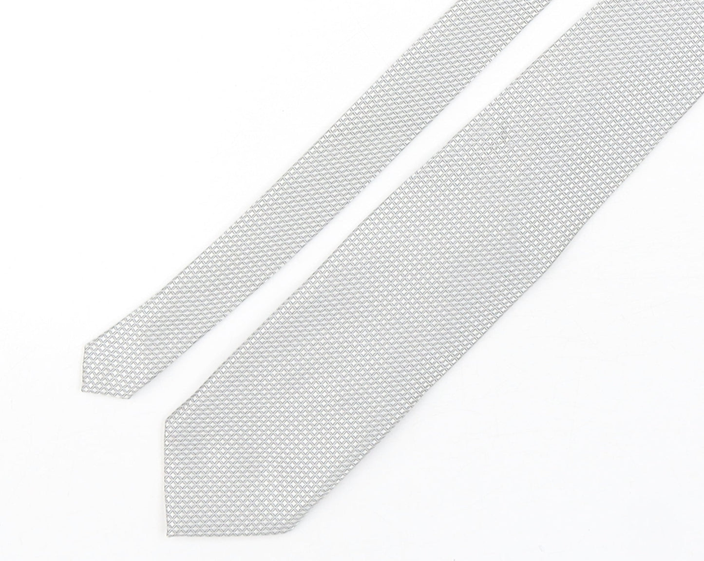 George Mens Grey Plaids & Checks Polyester Pointed Tie One Size