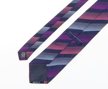Marks and Spencer Mens Multicoloured Striped Silk Pointed Tie One Size