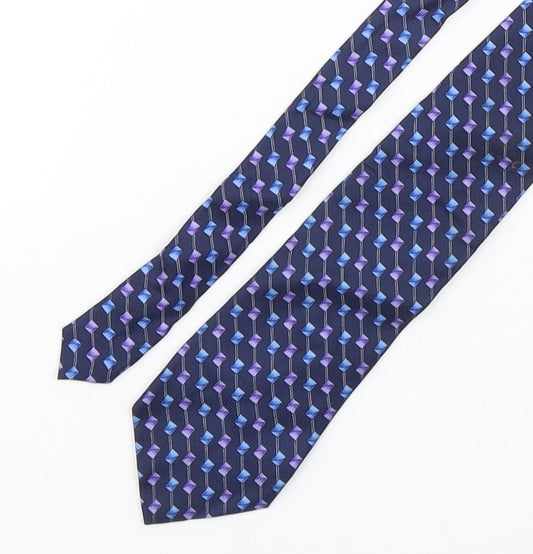 Preworn Mens Multicoloured Geometric Silk Pointed Tie One Size