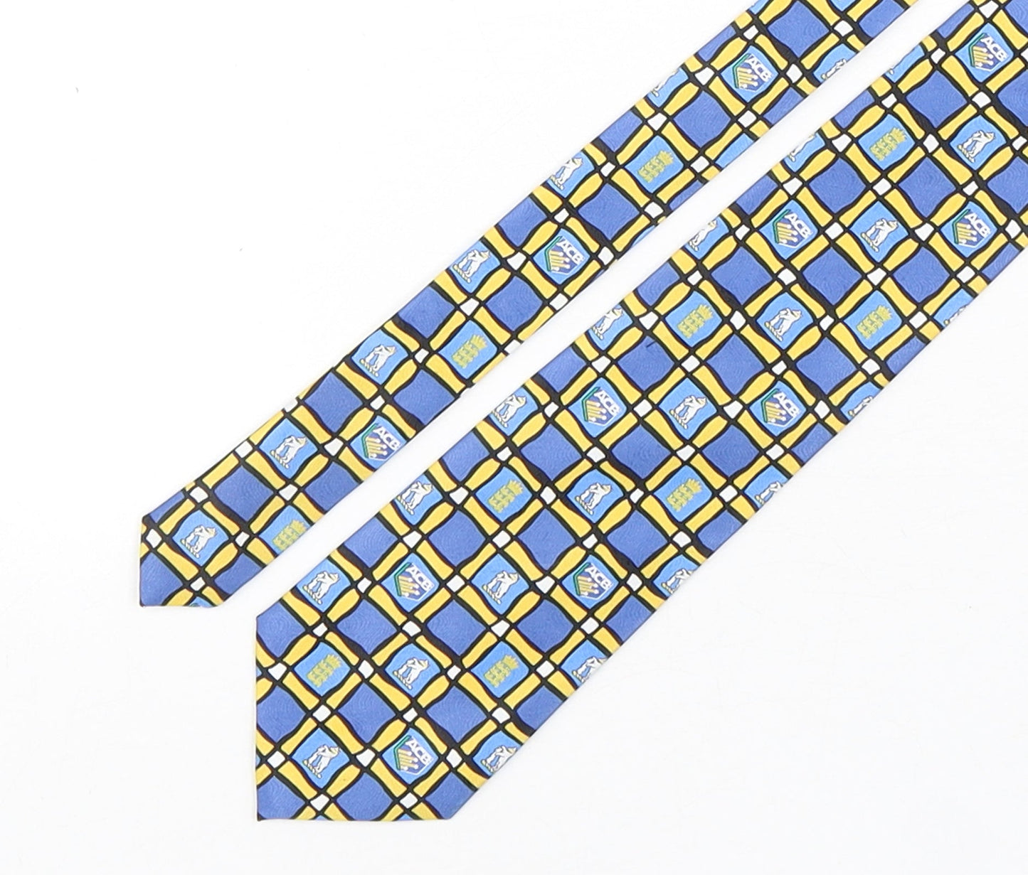 Tie Rack  Mens Multicoloured Plaids & Checks Polyacrylate Fibre Pointed Tie One Size - England VS Australia Edgbaston 2001