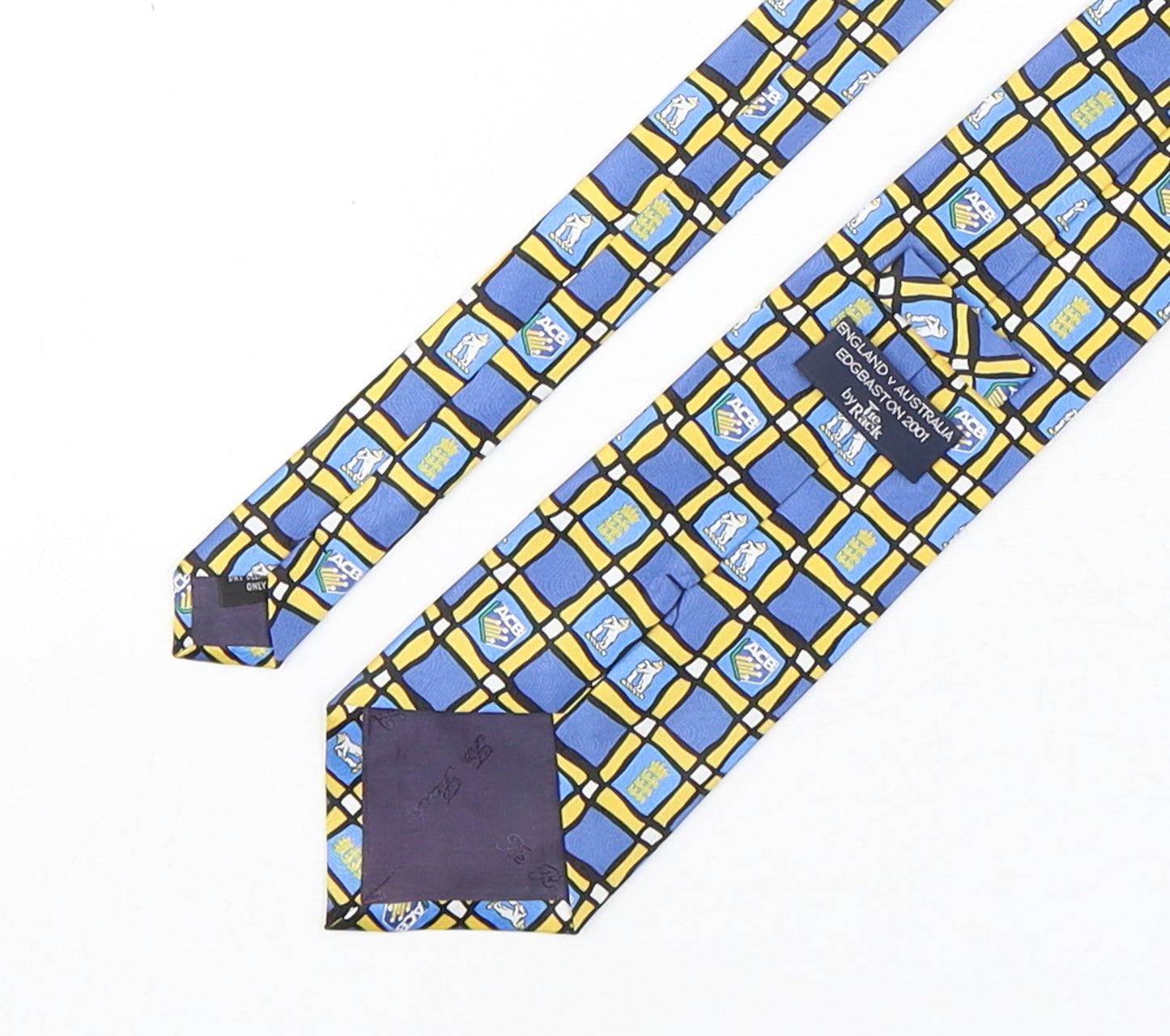 Tie Rack  Mens Multicoloured Plaids & Checks Polyacrylate Fibre Pointed Tie One Size - England VS Australia Edgbaston 2001