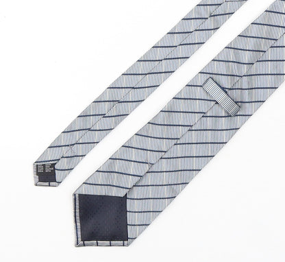 Preworn Mens Blue Striped Silk Pointed Tie One Size