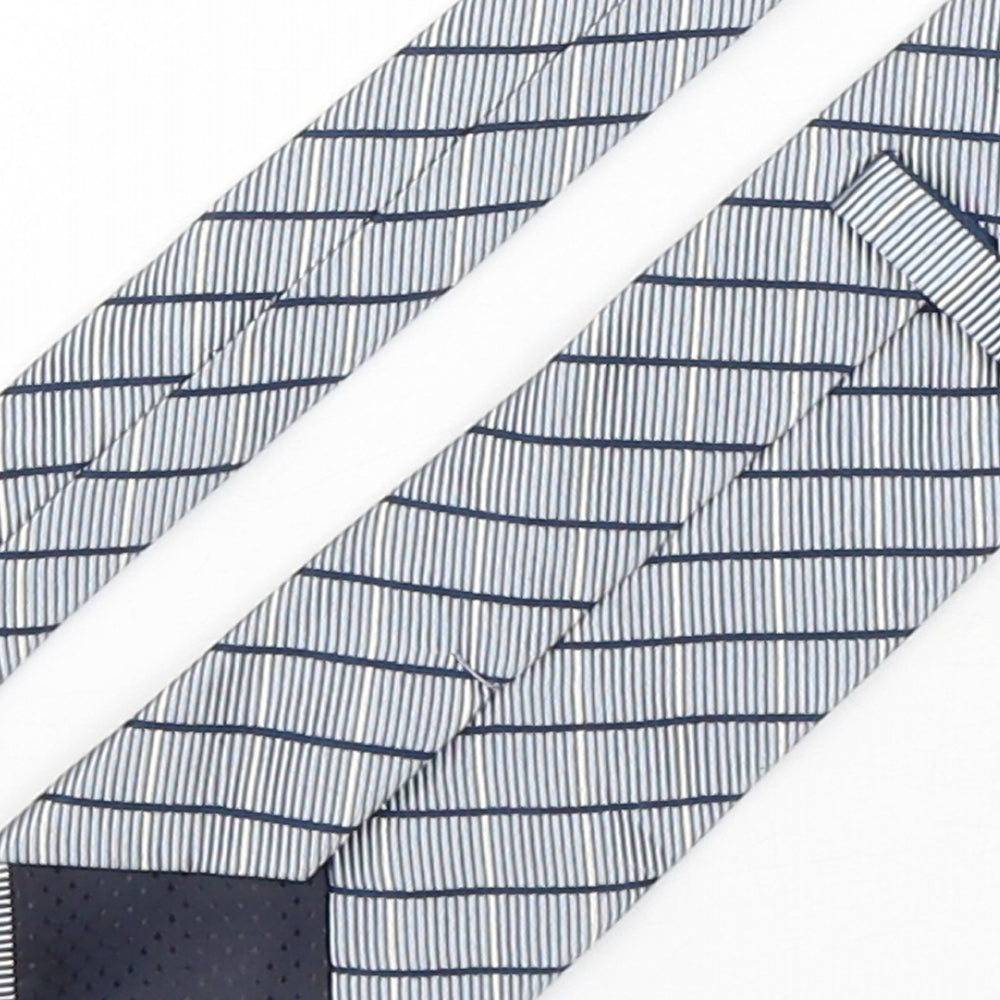 Preworn Mens Blue Striped Silk Pointed Tie One Size