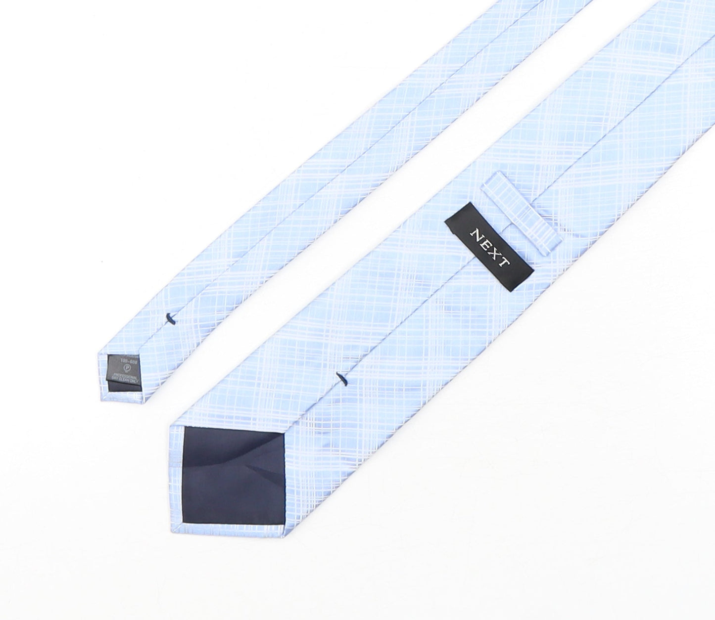 NEXT Mens Blue Plaids & Checks Silk Pointed Tie One Size
