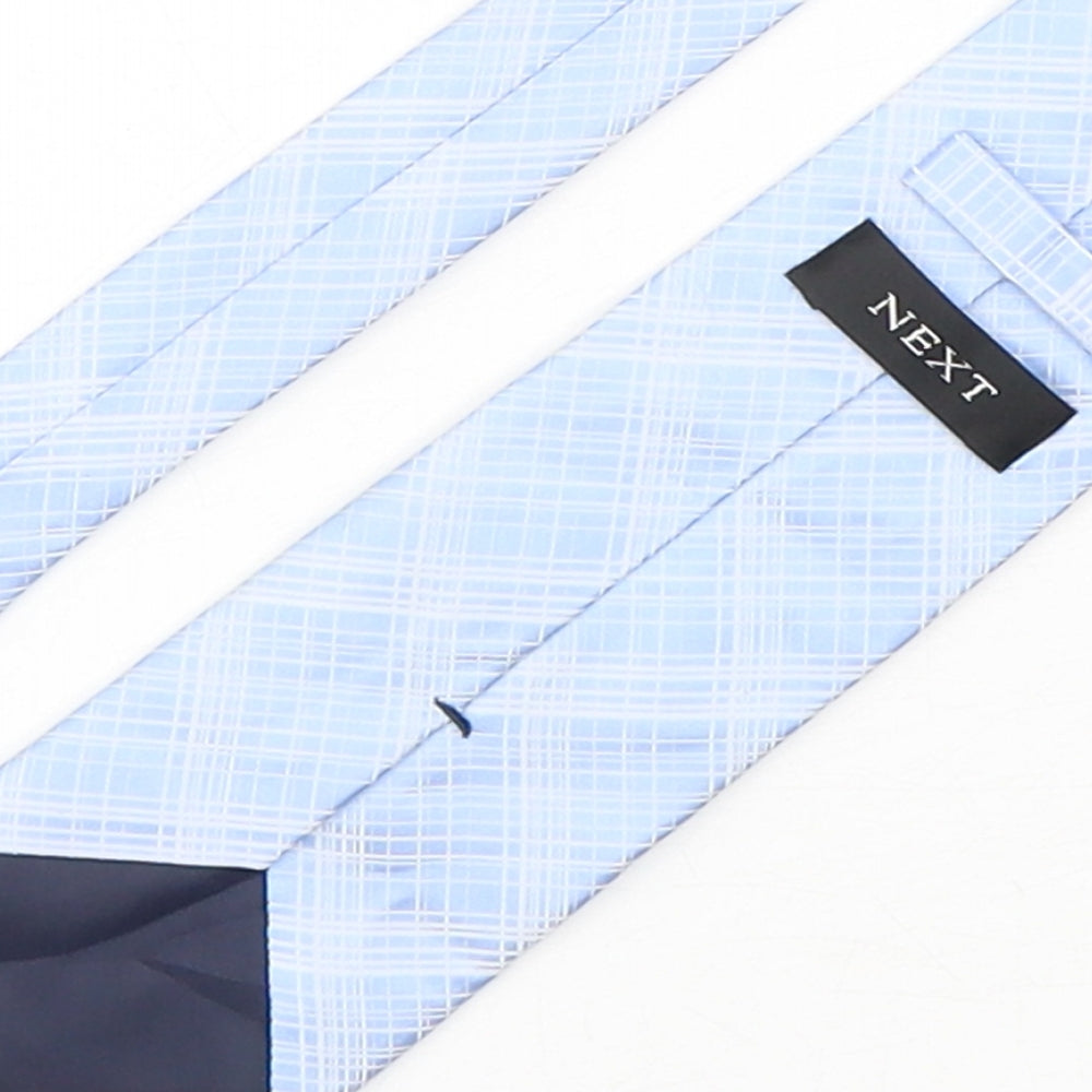 NEXT Mens Blue Plaids & Checks Silk Pointed Tie One Size