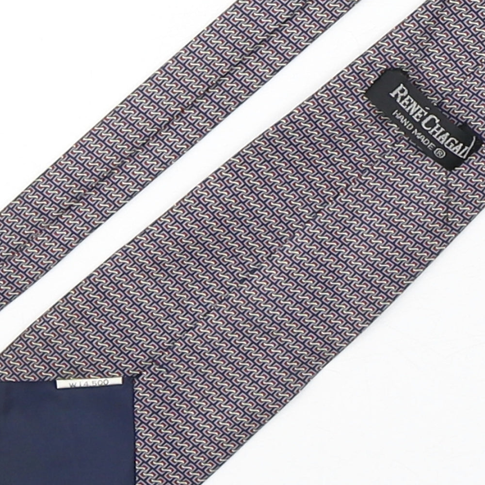 Rene Chagal Mens Multicoloured Geometric Silk Pointed Tie One Size