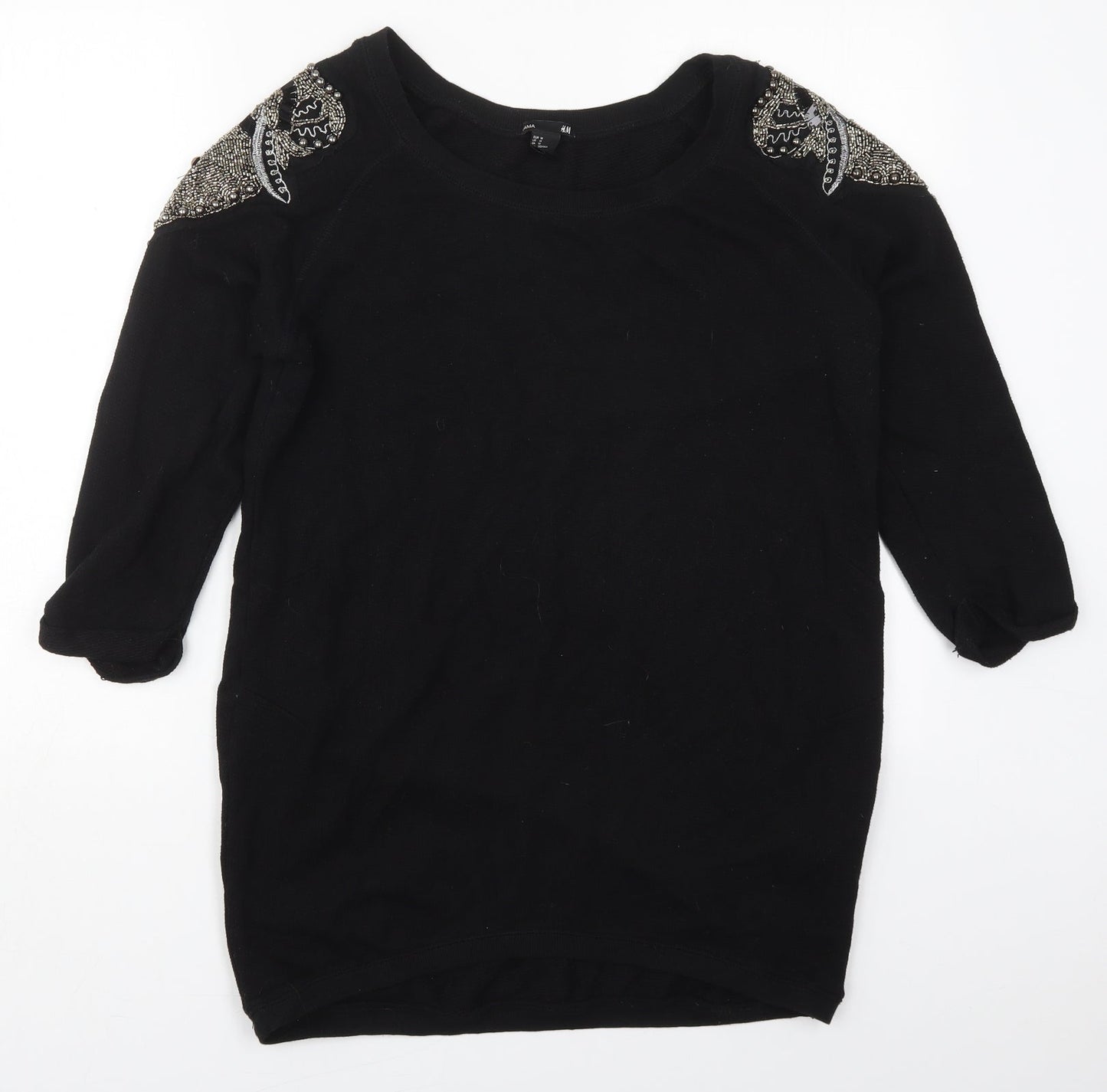H&M Womens Black  Cotton Pullover Sweatshirt Size M  Pullover