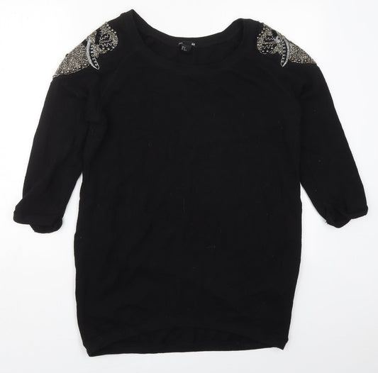 H&M Womens Black  Cotton Pullover Sweatshirt Size M  Pullover