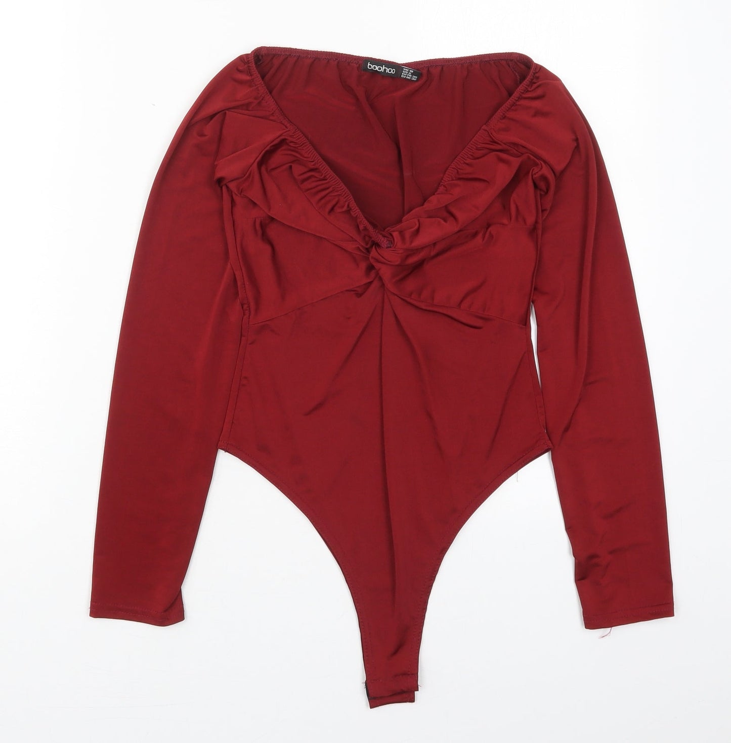 Boohoo Womens Red  Polyester Bodysuit Outfit/Set Size 10  Button