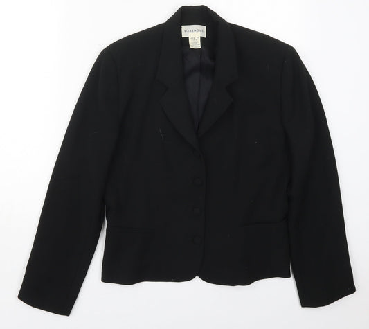 Warehouse Womens Black  Polyester Jacket Suit Jacket Size 12